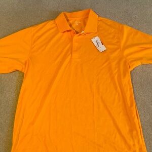 Orange Antigua golf shirt with tags, size large